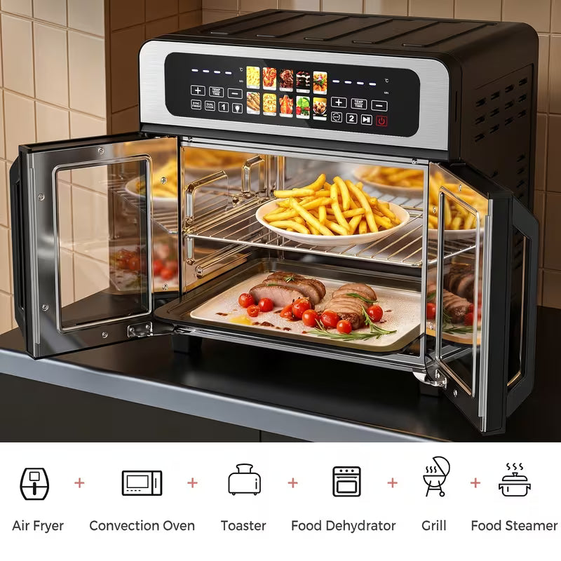 27.5QT Large French Door Air Fryer Toaster Oven Combo Suitable for