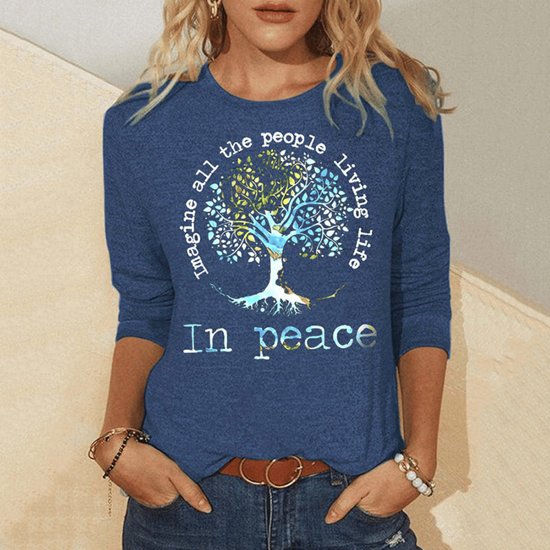 Women's Imagine All People Living On The Tree Of Life Long Sleeve T-Shirt